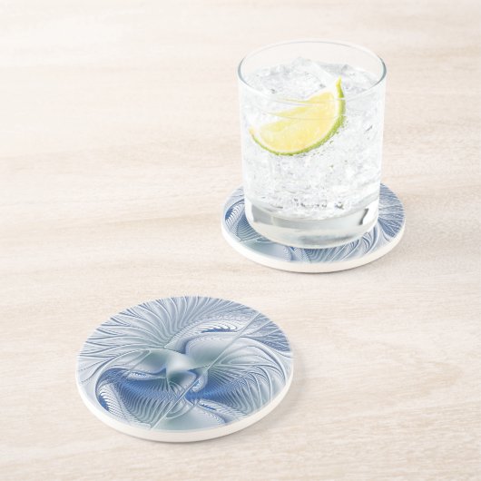 ダイナミックファンタジー抽象芸術ブルートーンフラクタルアート コースター (側面)