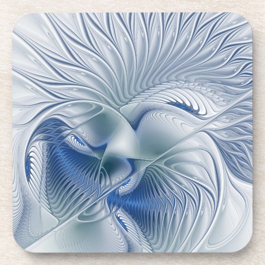 ダイナミックファンタジー抽象芸術ブルートーンフラクタルアート コースター (正面)