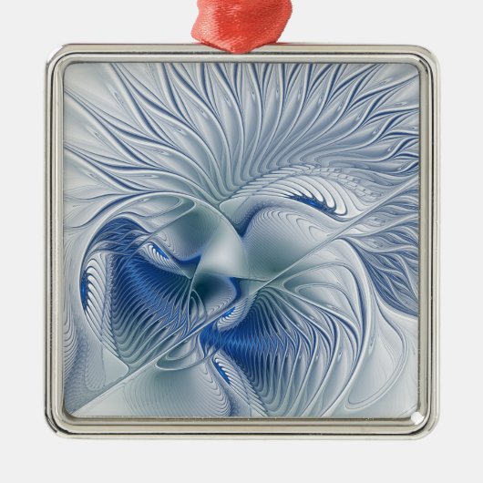 ダイナミックファンタジー抽象芸術ブルートーンフラクタルアート メタルオーナメント (正面)