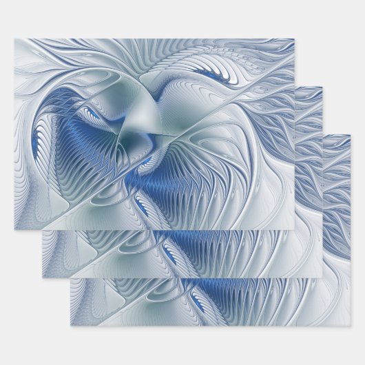 ダイナミックファンタジー抽象芸術ブルートーンフラクタルアート ラッピングペーパーシート (セット)