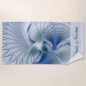 ダイナミックファンタジー抽象芸術ブルートーンフラクタル名 ビーチタオル (正面)