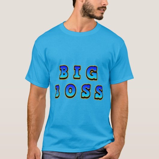 ダイナミックブルーの力強いビッグボス・テキスト Tシャツ (正面)