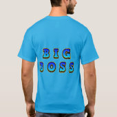 ダイナミックブルーの力強いビッグボス・テキスト Tシャツ (裏面)