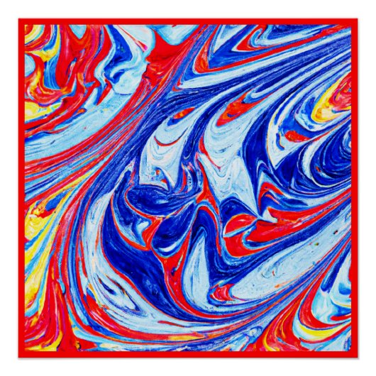 ダイナミックブルー抽象芸術パターンデザイン ポスター (正面)