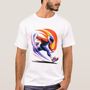 ダイナミックヘルメットランナースプリント渦巻きTシャツ Tシャツ