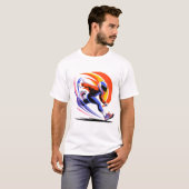 ダイナミックヘルメットランナースプリント渦巻きTシャツ Tシャツ (正面フル)