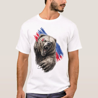 ダイナミックベアペイントスプラッシュ - 芸術的な野生動物のデザイン Tシャツ