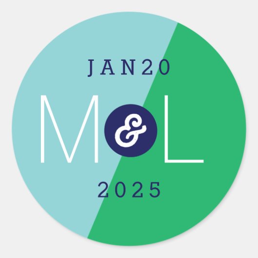 ダイナミックモダンデュオ結婚のモノグラムシール ラウンドシール (正面)