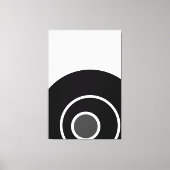 ダイナミックモダン白黒グレー同心円アート キャンバスプリント (正面)