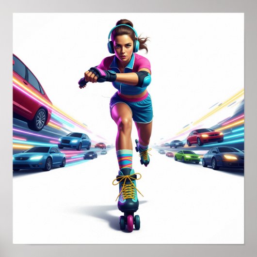 ダイナミックローラーガーラルアーバンアートデザイン ポスター (正面)