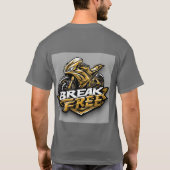 ダイナミック型自動二輪はっきりしたタイポグラフィ Tシャツ (裏面)