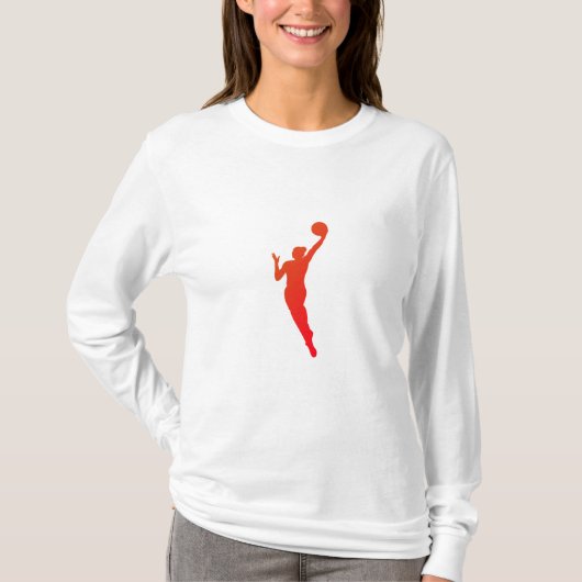 ダイナミック女子バスケのシルエットデザイン" Tシャツ (正面)