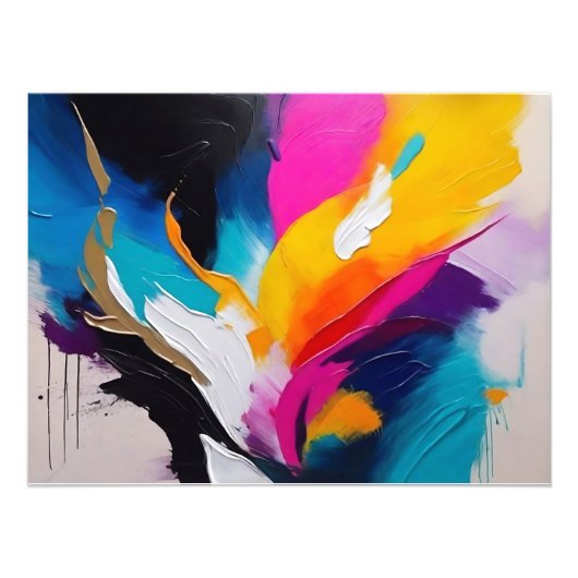 ダイナミック抽象芸術オイルペイント、太いブラシストローク フォトプリント            (正面)