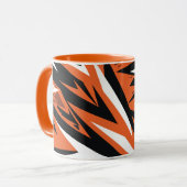 ダイナミック抽象芸術オレンジと黒の幾何学的パターン マグカップ (正面左)