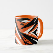 ダイナミック抽象芸術オレンジと黒の幾何学的パターン マグカップ (正面右)
