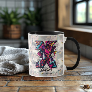 ダイナミック抽象芸術モノグラムマグ – X for Xavier マグカップ