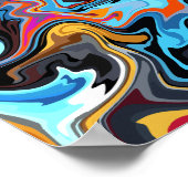 ダイナミック抽象芸術旋回（青、オレンジ、黒） ポスター (角)