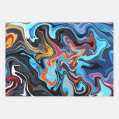 ダイナミック抽象芸術旋回（青、オレンジ、黒） ラッピングペーパーシート (正面2)