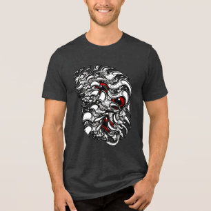 ダイナミック抽象芸術赤超現実主義の眼球芸術 トライブレンドTシャツ