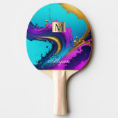 ダイナミック液体抽象芸術、名前とモノグラム、Vs 2 卓球ラケット (裏面)