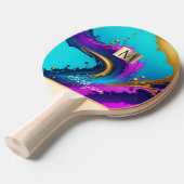 ダイナミック液体抽象芸術、名前とモノグラム、Vs 2 卓球ラケット (正面アングル)