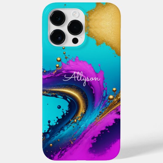 ダイナミック液体抽象芸術、白いスクリプト名 Case-Mate iPhoneケース (裏面)