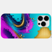 ダイナミック液体抽象芸術、白いスクリプト名 Case-Mate iPhoneケース (裏面 (横))