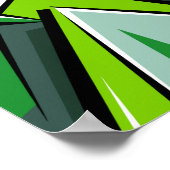 ダイナミック緑の幾何学的抽象芸術アート ポスター (角)