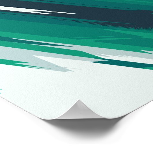 ダイナミック緑の幾何学的抽象芸術アート ポスター (角)