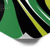 ダイナミック緑抽象芸術(曲線ストライプ付) ポスター (角)