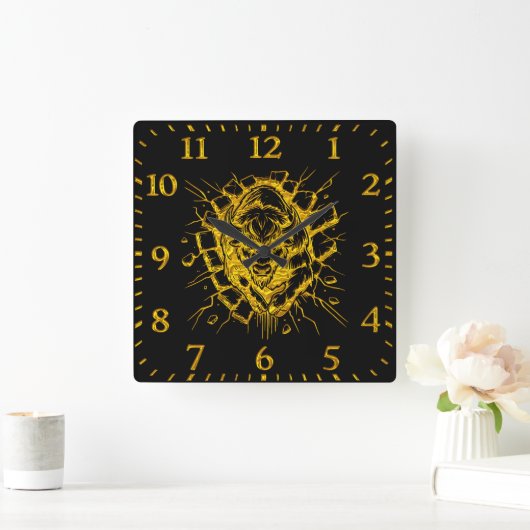 ダイナミック表示で壁を貫通するバイソン スクエア壁時計 (ホーム)