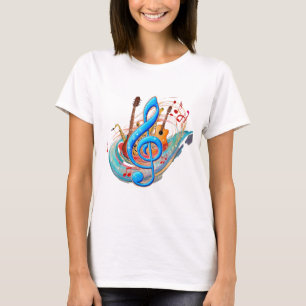 ダイナミック音楽インスパイアデザイン(流音ノート) Tシャツ