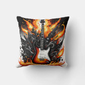 ダイナミック鮮やかアートの炎で発火したギター クッション (裏面)