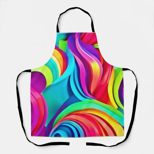 ダイナミック鮮やかカラーの抽象芸術波 エプロン (正面)