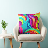 ダイナミック鮮やかカラーの抽象芸術波 クッション (椅子)