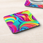 ダイナミック鮮やかカラーの抽象芸術波 コースター (左側)