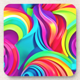 ダイナミック鮮やかカラーの抽象芸術波 コースター
