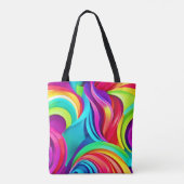 ダイナミック鮮やかカラーの抽象芸術波 トートバッグ (裏面)