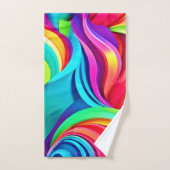 ダイナミック鮮やかカラーの抽象芸術波 バスタオルセット (ハンドタオル)