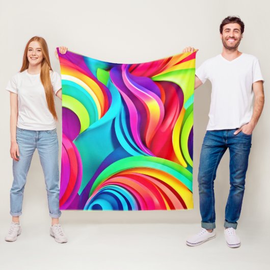 ダイナミック鮮やかカラーの抽象芸術波 フリースブランケット (インサイチュ)