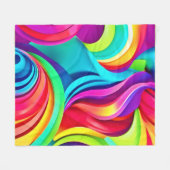 ダイナミック鮮やかカラーの抽象芸術波 フリースブランケット (正面(横))