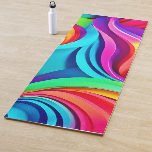 ダイナミック鮮やかカラーの抽象芸術波 ヨガマット (インサイチュ)