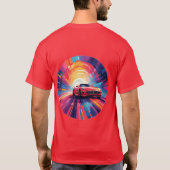 ダイナミック鮮やかスパイラルデザインの赤スポーツカー Tシャツ (裏面)