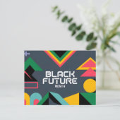 ダイナミック黒未来の月の抽象芸術幾何学的Des シーズンポストカード (スタンド正面)