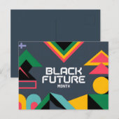 ダイナミック黒未来の月の抽象芸術幾何学的Des シーズンポストカード (正面/裏面)