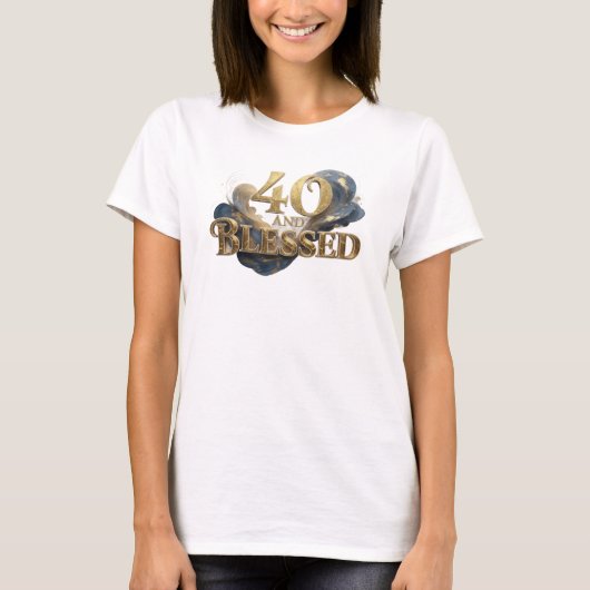 ダイナミック40 AND BLESSED スタイルのステートメント Tシャツ (正面)