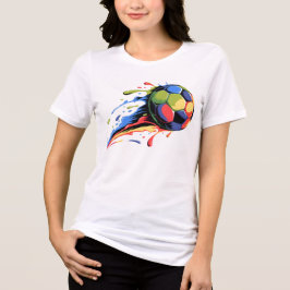 ダイナミック サッカー ボール ペイント スプラッター カラフル スポーツ トライブレンドＴシャツ