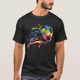 ダイナミック サッカー ボール ペイント スプラッター カラフル スポーツ Tシャツ