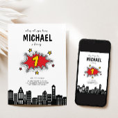 ダイナミック・スーパーヒーロー1st誕生日招待状 招待状