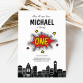 ダイナミック・スーパーヒーロー1st誕生日招待状 招待状